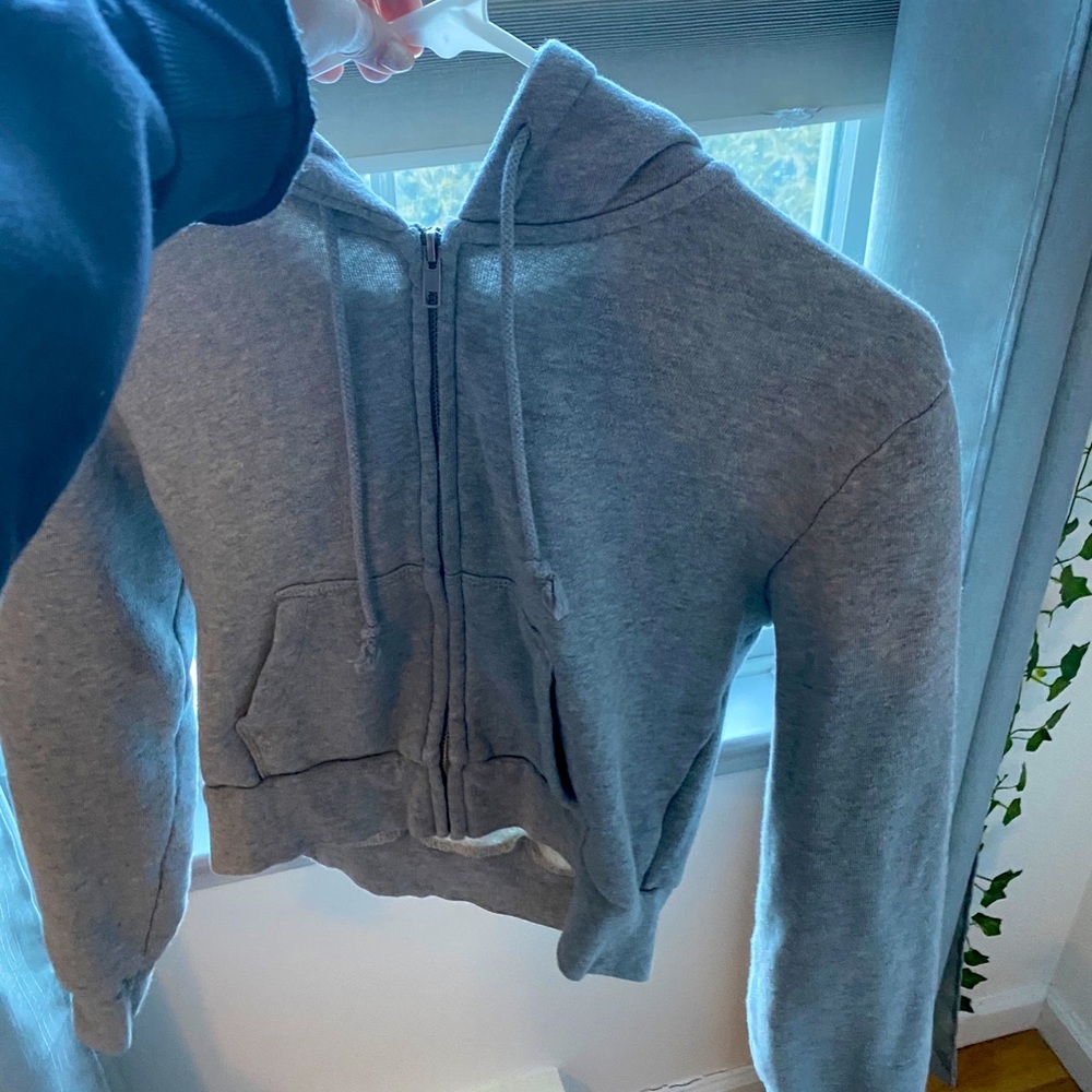 Brandy cropped hoodie zip up grey